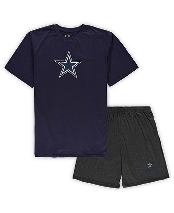 Мужской темно-синий, темно-серый меланжевый уголь Dallas Cowboys, комплект из большой и высокой футболки и шорт Concepts Sport