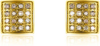 Квадратные серьги-гвоздики из 14-каратного золота Vermeil Pave Diamond — 0,15 карата ADORNIA Fine