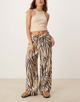 JDY wide leg pants in tonal zebra print Jdy