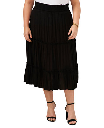 Plus Size Pull-On Tiered Midi Skirt Vince Camuto