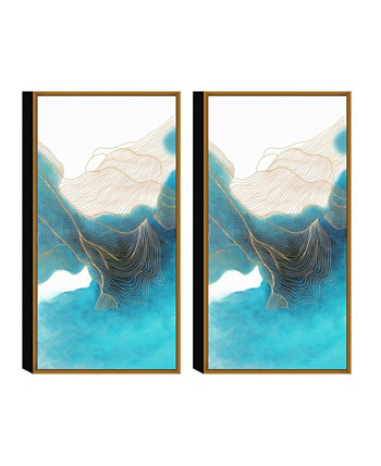 Декор Ocean Waves 2 шт. В рамке на холсте Wall Art Abstract -30 "x 31" Chic Home
