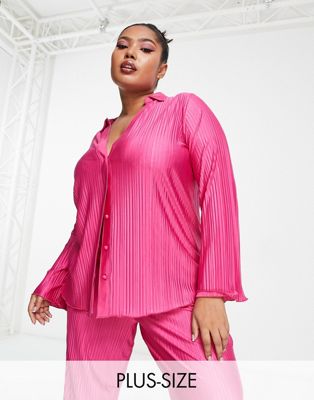 Розовая плиссированная рубашка Simply Be — часть комплекта Simply Be