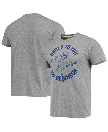 Мужская серая футболка Jackie Robinson Brooklyn Dodgers Tri-Blend Homage
