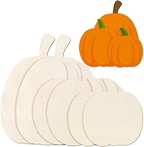 Wooden Pumpkin Cutout Unfinished Multiple Styles Wood Craft Cutout Fall Thanksgiving Blank Pumpkin Shape Cutout for DIY Halloween Thanksgiving Fall Decors Harvest Party Supplies(6 Pieces) Jetec