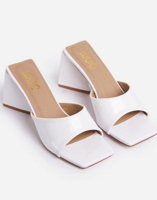 Ego Realness mid flare heel sandals in white EGO