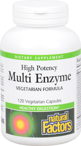 Natural Factors Высокоэффективный мультиферментный препарат -- 120 вегетарианских капсул Natural Factors