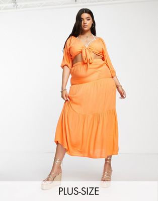 Оранжевая многоярусная юбка макси Esmee Plus Exclusive — часть комплекта Esmee Curve