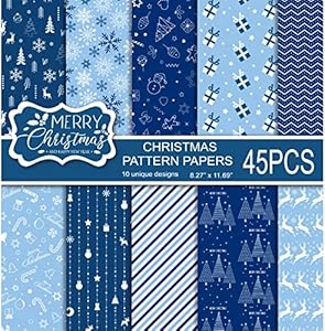 MIAHART 45 Sheets Merry Christmas Pattern Paper Set 10 Designs Festival Decorative Craft Paper Double-Sided for Card Making Scrapbook, A4 Size-Black and Gold Miahart