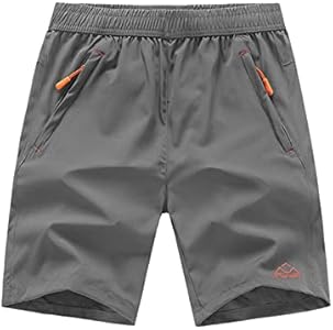 Rdruko Men's Quick Dry Hiking Shorts Lightweight Running Gym Outdoor Active Shorts with Zipper Pockets Rdruko