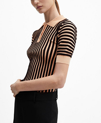 Women's Striped Polo-Neck Sweater MANGO