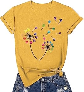 Dandelion Shirts for Women Teen Girls Cute Sunflower Wildflower Flower Lovers Graphic Tees Tops Beopjesk