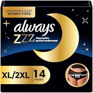 Always ZZZ Overnight Disposable Period Underwear for Women Size XL-2XL, 360° Coverage for Worry-Free Nights and Comfortable Sleep Period Protection, 7 Count x 2 Pack (14 Count Total) Always