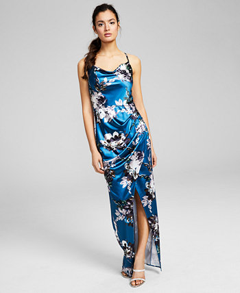 Juniors' Printed Cowlneck Gown, Created for Macy's BCX