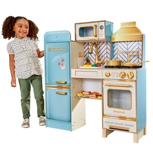 KidKraft Retro Cool Wooden Play Kitchen with Lights, Sounds and 20 Accessories KidKraft