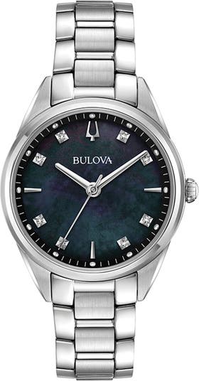 Часы Sutton с черными перламутровыми бриллиантами, 32,5 мм Bulova
