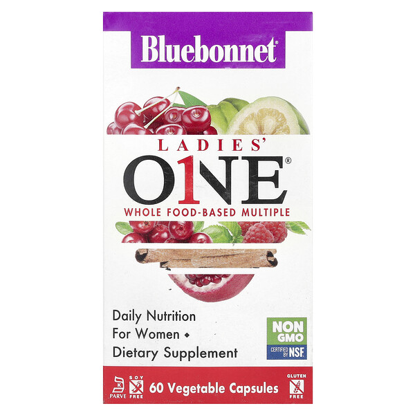 Ladies' ONE, Поливитамины на основе цельных продуктов - 60 растительных капсул - Bluebonnet Nutrition Bluebonnet Nutrition