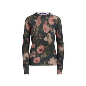 Floral-Print Crewneck Sweater Ralph Lauren Collection