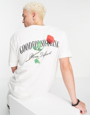 Белая футболка оверсайз Good For Nothing с логотипом в виде розы на груди и спине Good For Nothing