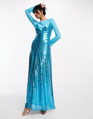 Платье-комбинация цвета морской волны с пайетками Daska и съемным топом в тон Daska