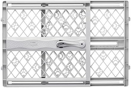 MYPET North States Paws Portable Pet Gate: 26-40" Wide. Pressure Mount. No Tools Needed. Made in USA. Dog Gate 23" Tall, Expandable, Durable Dog Gates for Doorways, Fieldstone Gray MYPET