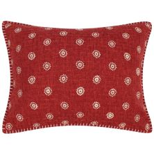 Levtex Home Emel Red Embroidered Whipstitch Pillow Levtex