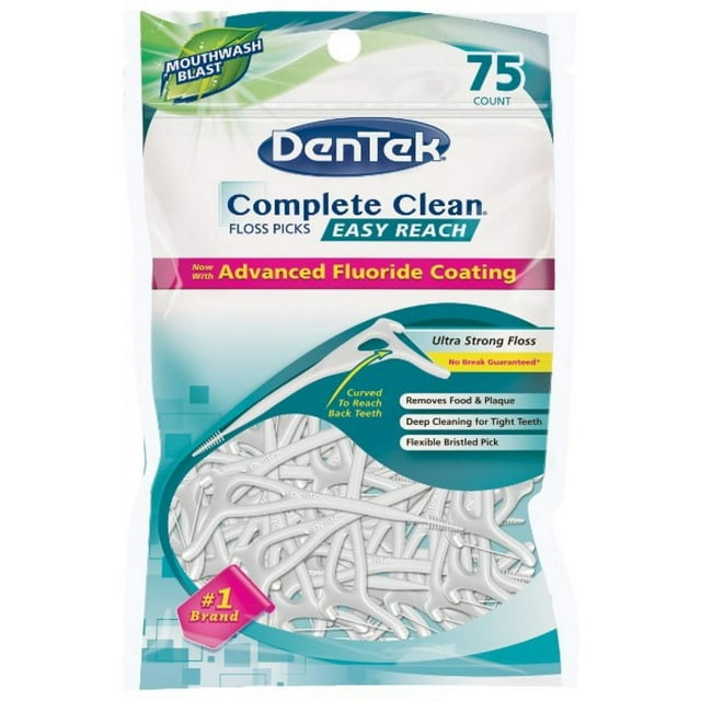 DenTek Complete Clean Fresh Mint Angled Floss Picks 75 ea (Pack of 3) DenTek