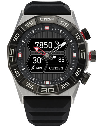 Мужские умные часы CZ Smart Hybrid с черным силиконовым ремешком, 44 мм Citizen