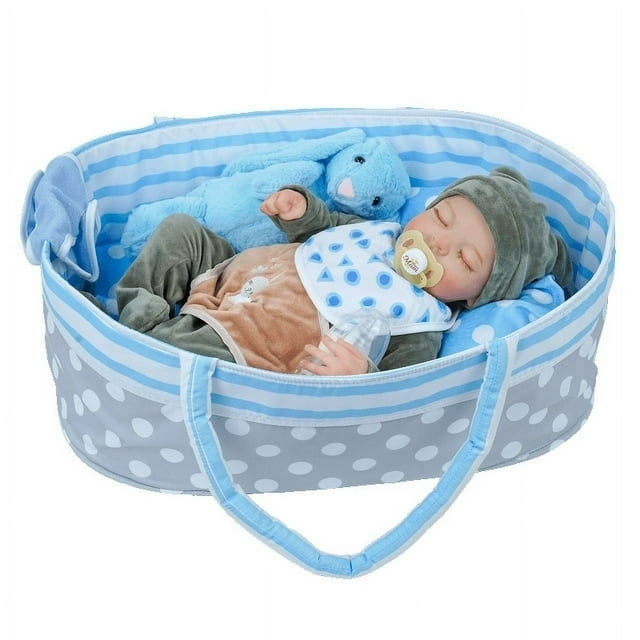 17 Inch Lifelike Reborn Baby Dolls with Bassinet Baby Dolls with Accessories Gift Box Rsgdolls