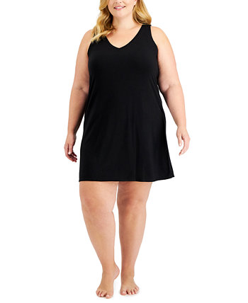 Plus Size Solid V-Neck Chemise Nightgown, Created for Macy's Alfani