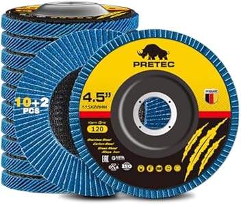 Grinding Wheels & Flap Discs 4 1/2 inch Set for Angle Grinder, 4.5" x 7/8" High Density 40/60/80 Grit Zirconia Type 27 Flap Sanding Disc & Grinding Disc for Stainless Steel, Metal -11 Pcs Pretec