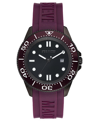 Мужской фиолетовый силиконовый ремешок с тиснением и логотипом Steve Madden Watch, 44X50 мм Steve Madden