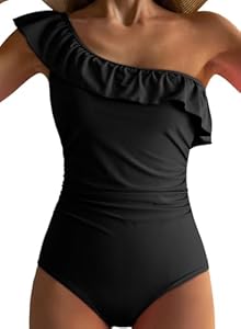 Dokotoo Womens One Piece Swimsuits One Shoulder Ruffle Bathing Suits Dokotoo