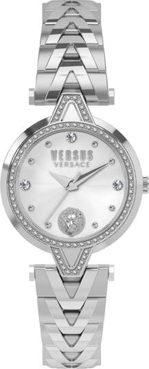 Часы V Versus Crystal с серебряным циферблатом и браслетом из нержавеющей стали, 34 мм Versus Versace