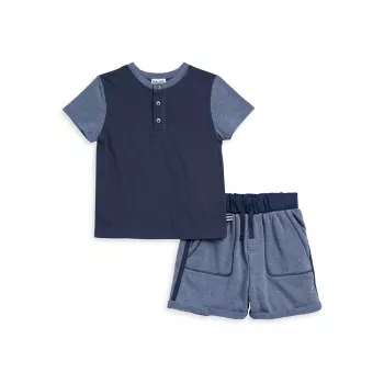 Baby Boy's &amp; Постиранная футболка Henley для маленького мальчика и amp; Комплект шорт Splendid