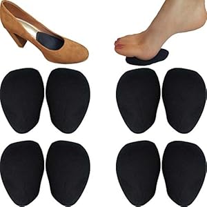 Chiroplax High Heel Cushion Inserts Pads (4 Pairs) Suede Ball of Foot Forefoot Metatarsal Anti Slip Shoe Insoles for Women Chiroplax