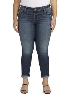 Узкие джинсы Girlfriend со средней посадкой W27129EAE480 больших размеров Silver Jeans Co.