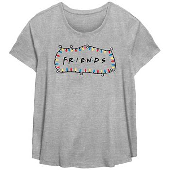 Missy Plus Size Friends Logo Christmas Lights Scoopneck Flowy Tee Licensed Character