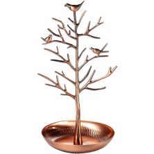 Birds in Tree Jewelry Display, Organizer for Necklaces, Bracelets, Earrings (Copper Plated) Juvale