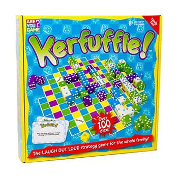 Настольная игра Kerfuffle! для 2-4 игроков, от 8 лет, включает 25 кубиков синих, фиолетовых, зеленых и белых цветов, 60 карточек и 1 большой кубик. Areyougame