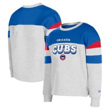 Серый пуловер с цветными блоками для девочек New Era Chicago Cubs, толстовка New Era