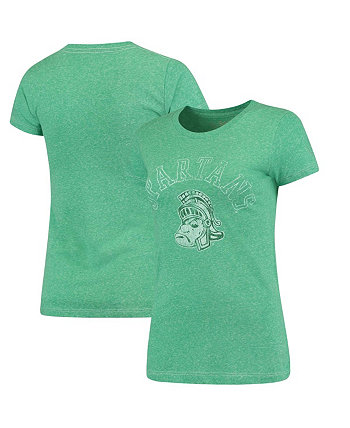 Женская футболка с круглым вырезом цвета яблока зеленого цвета Michigan State Spartans Tri-Blend Original Retro Brand