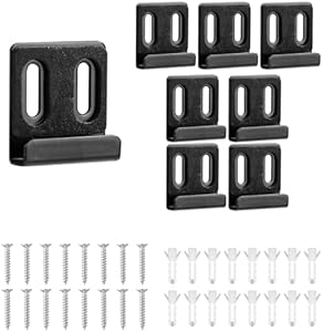 8pcs Frameless Mirror Holder, Heavy Duty Mirror Hangers Clips Metal Mirror Holder Kit Metal Mirror Clips with Screws Rubber Pads for Wall Mounting Frameless Mirror(Double Hole Black) Lasuroa