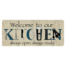 Напольное покрытие для бунгало «Добро пожаловать на нашу кухню» Коврик для использования в помещении и на открытом воздухе — 22 x 52 дюйма Bungalow Flooring