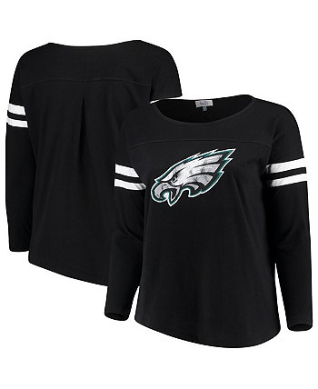 Черная женская футболка с длинным рукавом Philadelphia Eagles Free Agent большого размера Touch