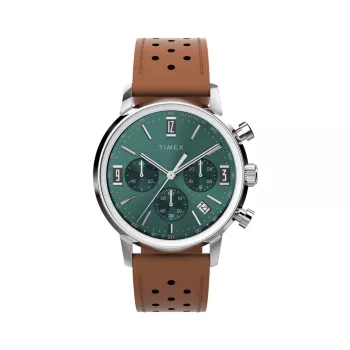 Marlin Stainless Steel &amp; Leather Chronograph Watch/40MM Timex