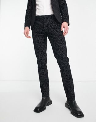 Темно-серые брюки-скинни с леопардовым принтом Twisted Tailor helfand Twisted Tailor