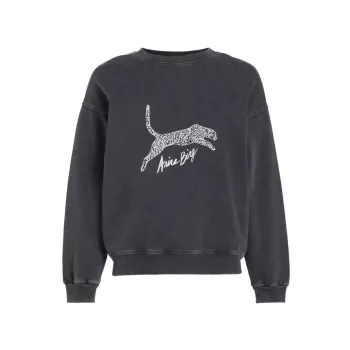 Spencer Cotton Leopard Sweatshirt ANINE BING