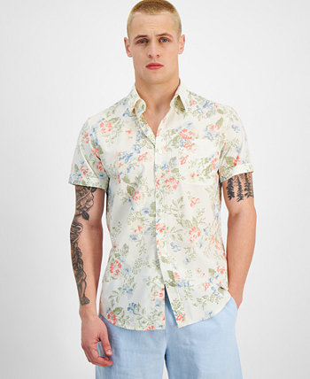 Мужская рубашка Paulo с короткими рукавами и цветочным принтом на пуговицах спереди, созданная для Macy's Sun & Stone
