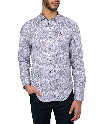 Men's Regular-Fit Non-Iron Performance Stretch Paisley Button-Down Shirt Society of Threads
