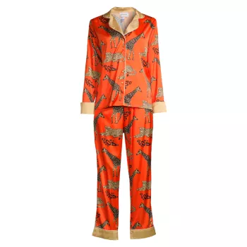 Длинный пижамный комплект с принтом жирафа Averie Sleep